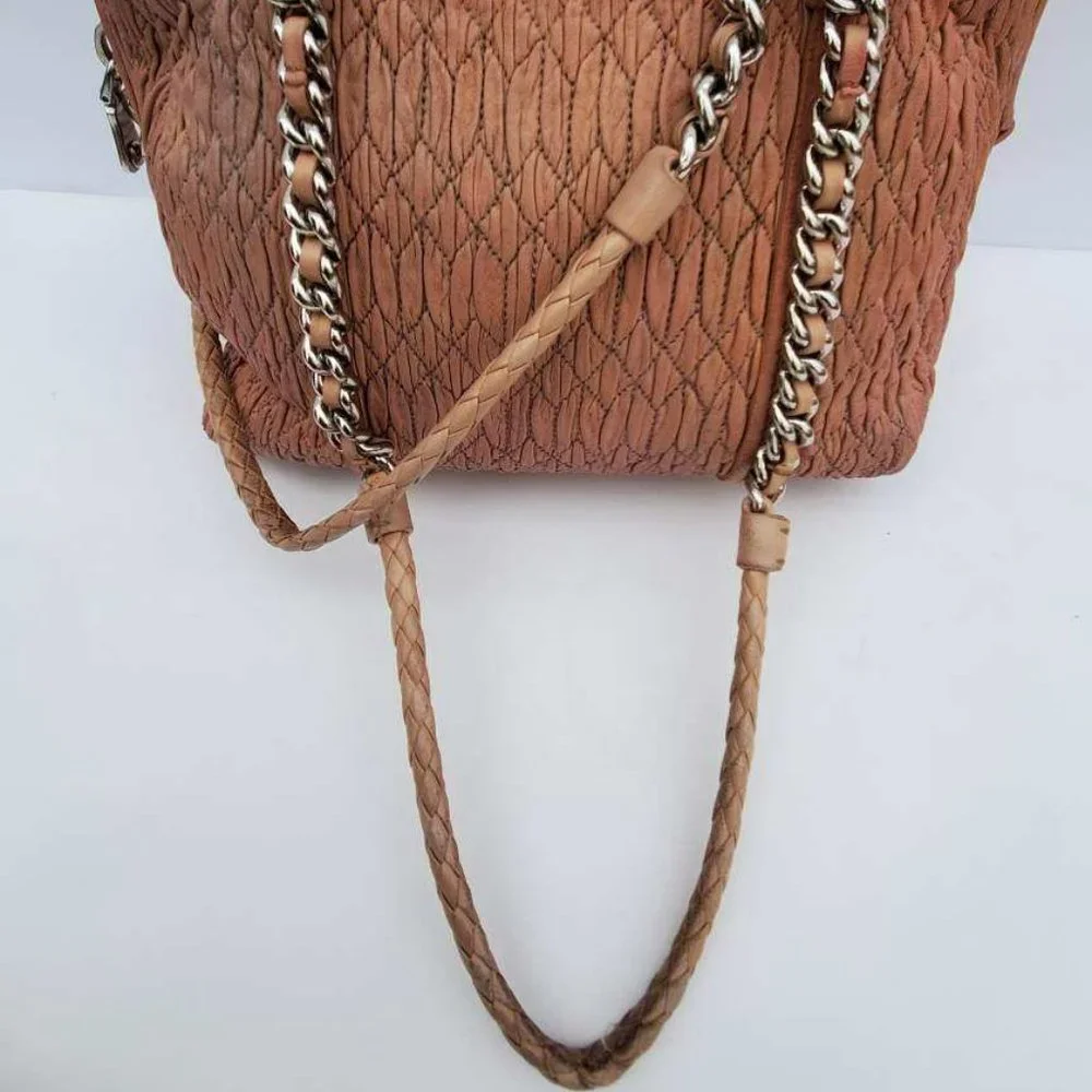 Miu Miu Prada Metelasse arcadie nappa Leather double chain purse beige pink tote - Picture 6 of 15